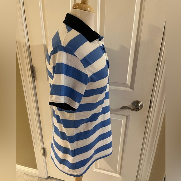 Polo Ralph Lauren Striped Blue and White Polo Shirt-Size Medium - Picture 5 of 6